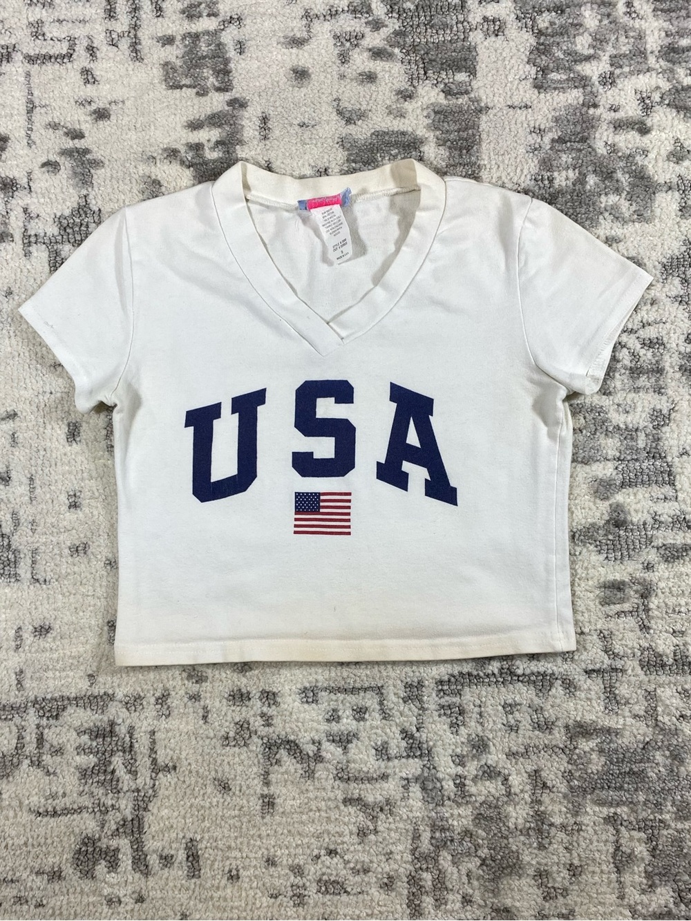 Y2k White USA Crop Top - Made in USA